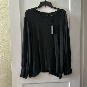 NWT Tahari Soft Stretchy Flowy Balloon Sleeves Crewneck Blouse Top